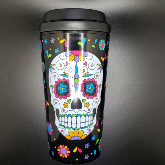 Dia De Los Muertos sugar skull travel mug 16.5 oz - Picture 1 of 3
